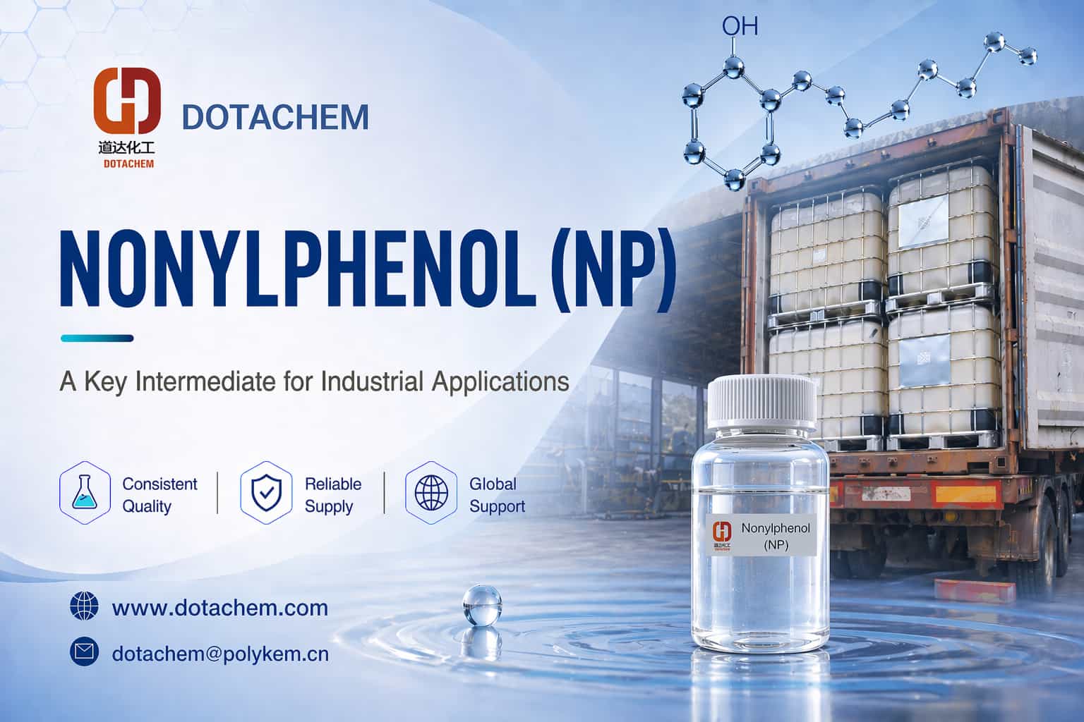 Dotachem Nonylphenol (NP)- စက်မှုအသုံးချမှုများအတွက် အဓိက အလယ်အလတ်